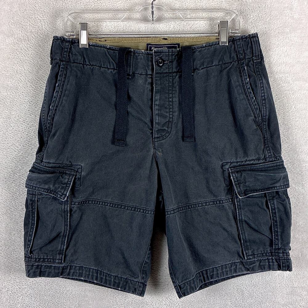 Abercrombie & Fitch Cargo Shorts Men 30 (31) Charcoal Military Paratrooper Y2K